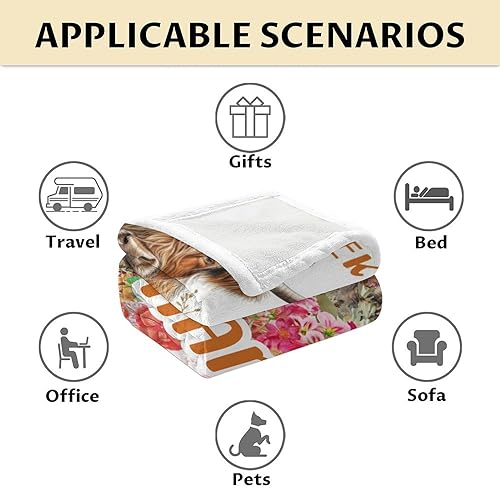Mercuryelf Custom Highland Cow Throw Blanket - Soft, Fuzzy & Warm - 40x50 Inches Flannel Blankets for Travel, Office - White Novelty Throws Gift for Girls, Boys