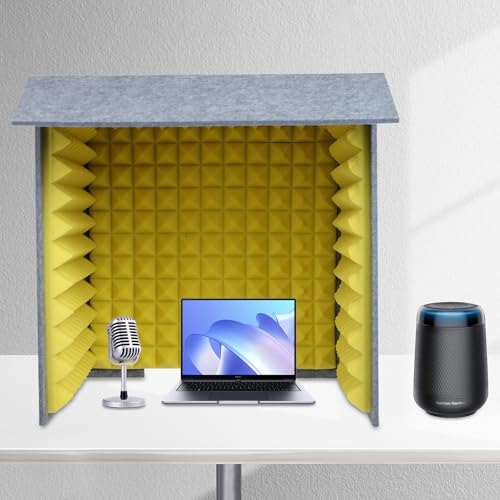 Bacocoo Cubierta portatil de escritorio insonorizada, plegable, con reducción de ruido, diseño liviano para transmisión y video conferencia (Amarillo) miniatura 1