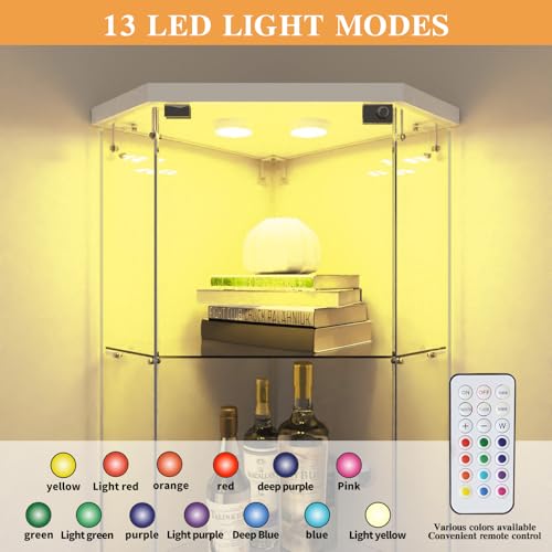 Image of Beauty4U Corner Glass Display Cabinet with LED 4-Shelf Curio Cabinet White