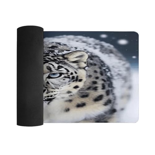 Blue Eyed Snow Leopard alfombrilla grande para escritorio miniatura 3