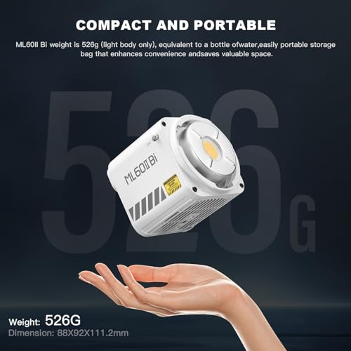 Godox ML60IIBi 70W LED Video Light, 2800-5600K Bi-Color Monolight Kit with 2xNP-F970 Battery, Bracket Handle CRI/TLCI 97+ App Control Portable Continous Output Lighting for Photography and Videography