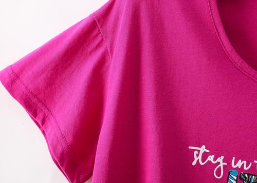 Image of CHUNG Women Cotton Pajama Sets Sleepwear pjs Short Sleeve Shirt Capri Length Crop Pants Cute Vivid Print