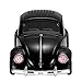 QFX Bluetooth 1960 Bug Retro Car Replica Speaker, 3-inch Speakers, Hands Free Link, Built-in Microphone, FM Radio and LED Party Lights, Black - BT-1960-BLK