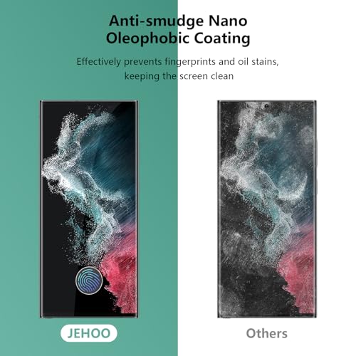 JEHOO 2 Pack for Samsung Galaxy S22 Ultra Screen Protector, Support Fingerprint Tempered Glass Screen Protector, Scratch Resistant, Bubble Free, Case Friendly - Image 3