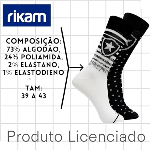 Kit 2 Pares Meia Casual Produto Licenciado Tam 38 a 43 Rikam Botafogo