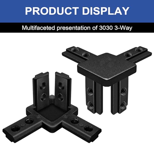 Image of 12pcs 3030 Hardware 3-Way Corner Bracket Angel Connector 3030 Aluminum Extrusion V-Slot Accessories T-Slotted with Screws for 3030 Aluminum Profile 3D Printer Frame Accessories Black