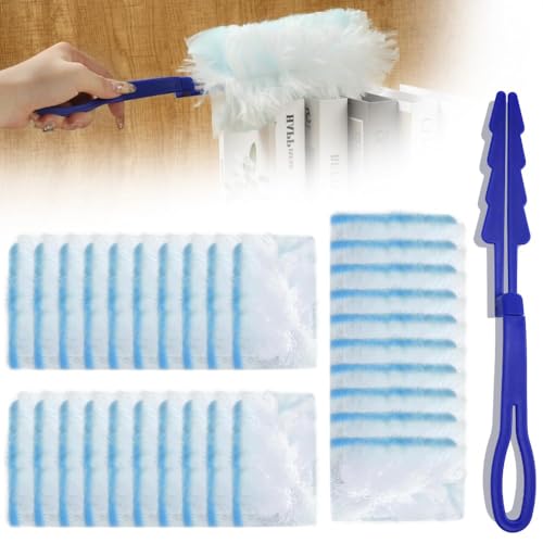 Vicloon 20 Pcs Flash Duster Refills, Refill Duster for Cleaning, Disposable Duster Heads, Strong Electrostatic Dust Removal Manual Dust Refill Pack, for Cleaning Blinds Office Home Fans Dust Dirt