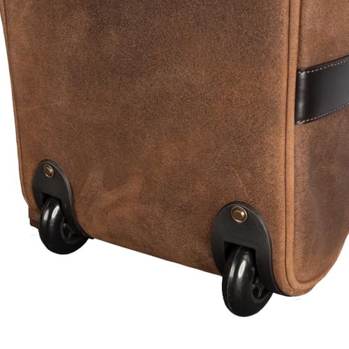Schneiders Lexington Rolling Leather Duffle Bag | Pre-Oiled Split Hide Weekender for Equestrians | Retractable Handle | Spacious Storage | Color Brown3