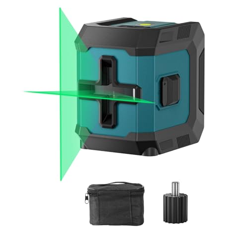 COYU Self-Leveling Cross Line Laser Level -Japanese Green Beam, 100ft Range, 360° Rotation, Carrying Pouch Included