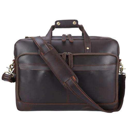 18" Full Grain Leather Briefcase, Premium Vintage Business L