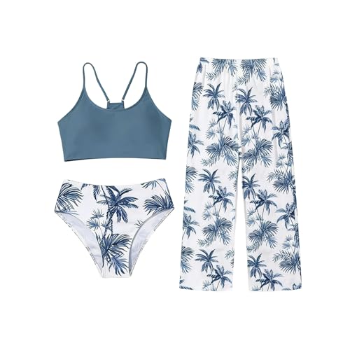 Bikini para niña estampado floral con pareo infantil y braguita cómoda de playa