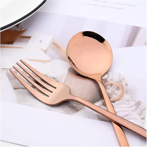 Image of 24-Piece Cutlery Set with Storage Box | SUS410 Stainless Steel Dinner Set | Luxury Gift Set with Carry Case | Premium Spoon Fork Knife Set for Dining & Festive Gifting - Rose Gold