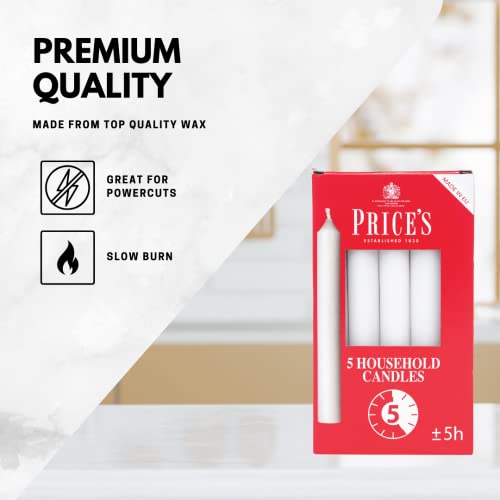 Price's - Household Candles - Pack of 5 - Unscented - 5 Hour Burn Time - Premium White Wax - Image 5