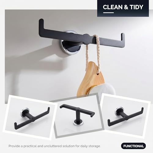 Image of USF Multifunction Napkin Holder for Washbasin, Stainless Steel Napkin Hanger, Wall Mounted Towel Ring for Kitchen & Dining Area, Rust Resistant Surface & Smooth Edges, Black Finish