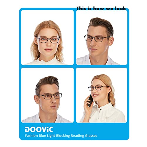 Doovic Computer Reading Glasses 4 Pack Blue Light Blocking Readers For Women Men Anti Eyestrain Flexible Lightweight Glasses 2.50 Strength #TOP6