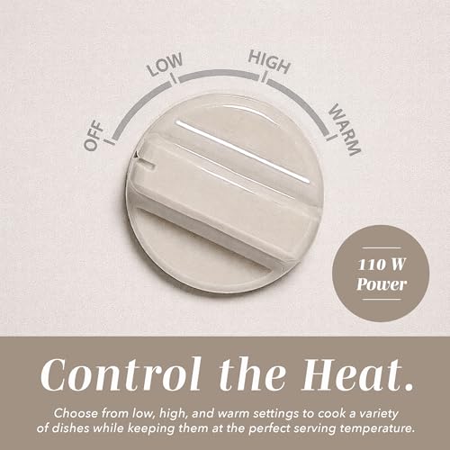 Image of COOK WITH COLOR 2QT Mini Electric Round Slow Cooker - Adjustable Settings, Removable Stoneware Pot, Tempered Glass Lid, Dishwasher Safe, Cool-Touch Side Handles, Sand