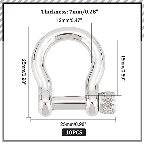 Unicraftable 10Pcs 304 Stainless Steel Shackles Clasps Platinum Fastener Hook Trigger Clasps Jewelry Findings For Jewelry Making Necklaces Bracelets 25X22X7Mm #TOP1