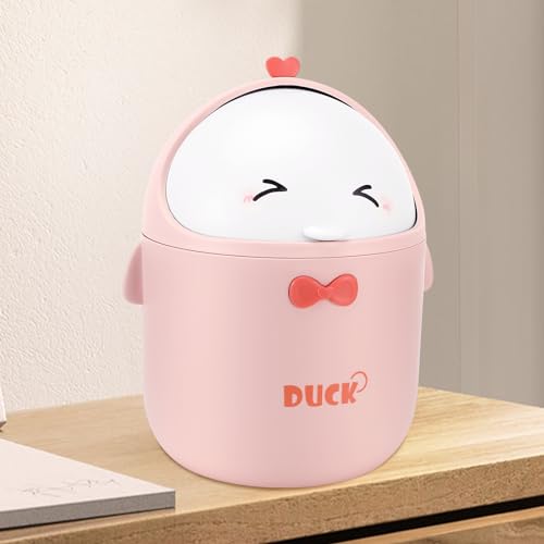 Mini Papelera Escritorio, Pequeño Design Cubos Basura, Mini Cubo de Basura, Papelera Sobremesa, Mini Bote de Basura de Escritorio, Cubo Basura para Cocina, Escritorio, Mesa del Tocador (Rosa)