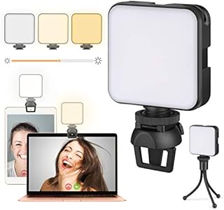 Video Conference Lighting Kit, Laptop Ring Light with Clip and Tripod, Webcam Lighting Laptop Ring Light for Zoom Meetings, Remote Working, Makeup, Streaming, Vlogging(Dimmable & Rechargeable)