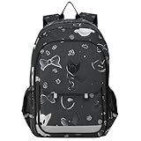Accesorios de mochila para niños de 8 a 12 años: bolsas de libros de gran capacidad para niños y niñas de 5º grado en varios colores, lazo negro y