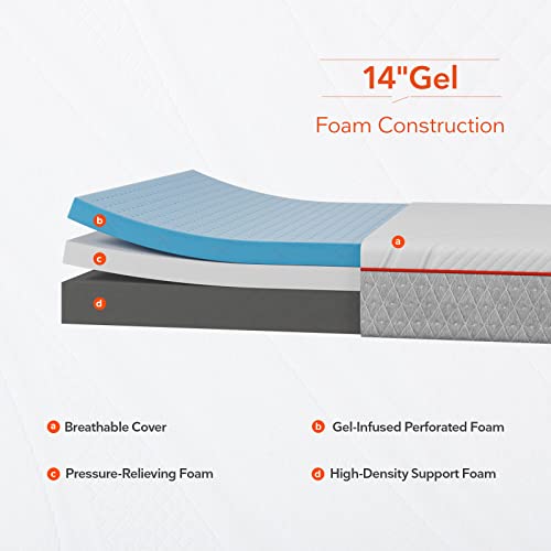 14 Inch Gel Infused Memory Foam Queen Size Mattress