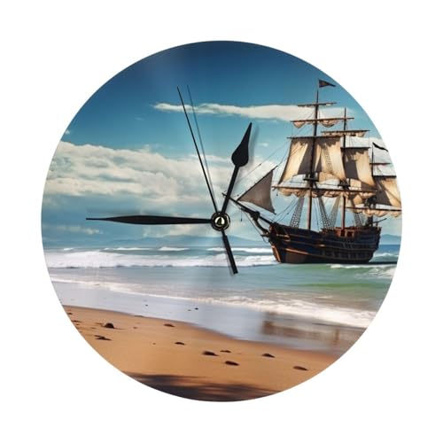 NSDdefAWCGT Orologio da parete silenzioso senza ticchettio moderno da parete spiaggia con orologi da nave orologio classico per ufficio casa cucina camera da letto soggiorno
