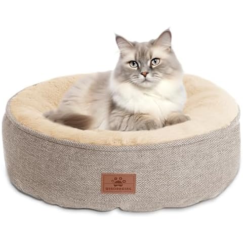 Windracing Medium Size Cat and Dog Beds, Fur Material, Removable Inner Pillow, Non-Skid and Waterproof Bottom, Superior Comfort, Washable Cover