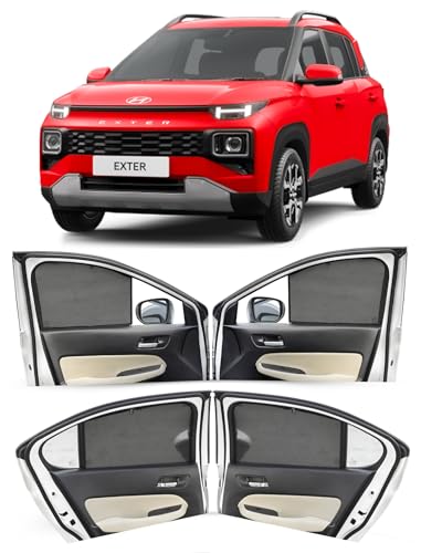 Image of Autofact Car Sunshades for Hyundai Exter, UV Protection, Useful Car Accessories, Custom fit Sun Shades for Side Windows, Set of 4