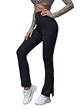 SOLY HUX Damen Hosen Schlaghose Straight Leg Büro Pants Jogginghose Casual Sweathose Fitnesshose Sporthose Yogahose mit Elastischer Bund Schwarz M