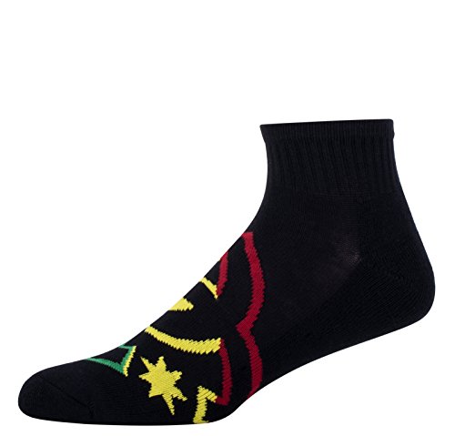 6 Pack Mens DC Shoes Black Quarter Crew Socks Rasta Logo4