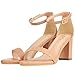 ZriEy Women's Strappy Chunky Block Mid High Heel Sandals 2.8 Inches Open Toe Ankle Strap Heeled Sandals Fashion Dress Pump Shoes for Women in Daily Work Party Wedding Bridal Evening Prom (Nude, 8 M US)