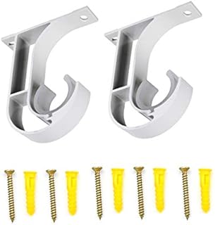 Curtain Rod Ceiling-Mount Bracket Aluminum Alloy Curtain Pole Bracket Holder Shower Closet Rod End Holder Heavy Duty Wardrobe Tube Support Bracket Clothes Hanging Rod Holder with Screws, White, 28mm