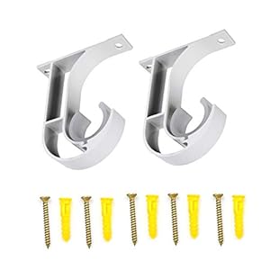 2 Pezzi Staffa per Bastone per Tende, Staffe per Aste per Tende, Supporto Bastone per Tende, Staffa di Montaggio a Soffitto per Asta di Tenda Appendiabiti Guardaroba per Appendere con Viti, Bianca