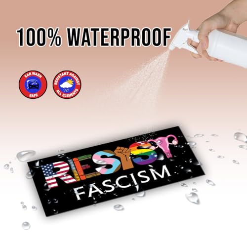 Image of Magnet Resist Fascism Magnet Banned Books LGBTQ Rights Trans Equality Liberal Social Justice Pride Black for Bumper, Refrigerator, Cruise Door, Car, Truck 7.5x3.75in