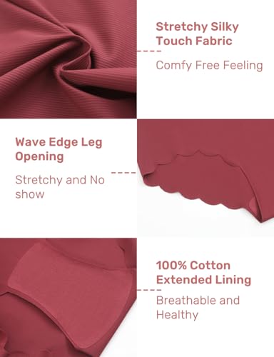 Caterlove Women's High Waisted Seamless Underwear No Show Wave Edge Bikini Panties Full Coverage Hipster 6 Pack3