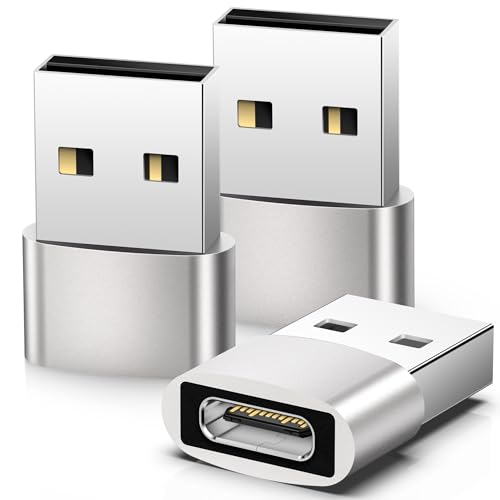 USB C Adapter, Adapter Type C auf A(3 Stück), USB C Buchse auf A Stecker, Type C Adaptor Kompatibel mit iPhone 12 13 14 15 Pro Max,SE,iPad mini 6 Air 4 5, Samsung Galaxy S23 S22