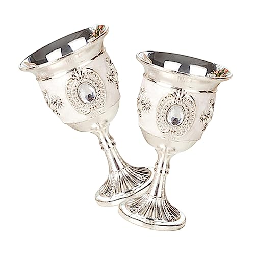 STOBAZA 2 Piezas Copa De Vino Blanco De Aleación Copas De Estilo Lujoso Hogar Cáliz De Vino Vintage Adorno De Escritorio Para