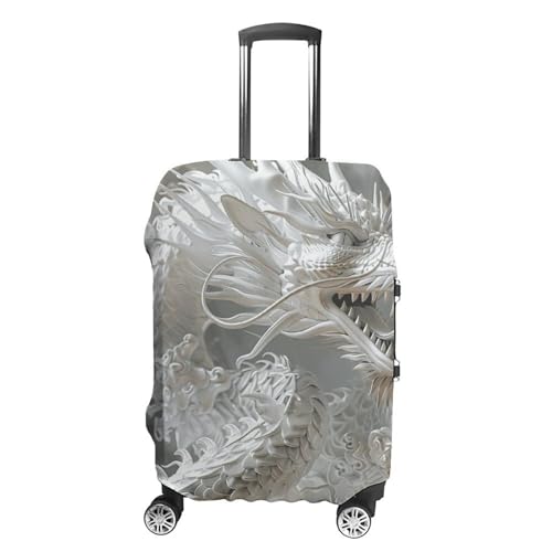 Carry on Luggage Cover White Dragon Style Suitcase Covers for Luggages Tsa Approved Travel Luggage Sleeve Protector Elastic Suitcase Protector Anti-Scratch Washable Fits 19-30 Inch Case -L
