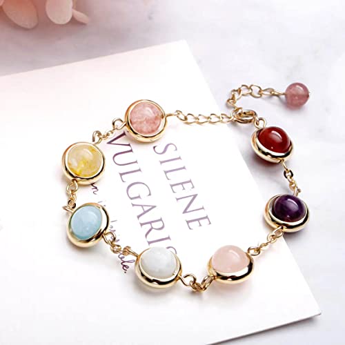 Protection Crystal Bracelet Handmade Chakra Bracelets Healing Stone Bracelet Spiritual Anxiety Jewelry For Girls Women Aesthetic Amethyst Rose Quartz Carnelian Gemstone Beads Wish Bracelet Gift #TOP4