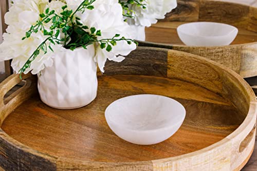 Puramento Selenite Round Crystal Bowl - Large Handmade Gem Bowl For Charging Crystals, Chakra Stones, Sage Smudging, Cleansing, Healing, Reiki, Wicca, Metaphysical And Meditation (5.5 Inch) #TOP1