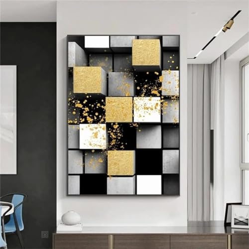 Peintures sur toile pour salon moderne avec affiche cubes abstraits