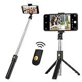 Bluetooth tripod selfie stick, expandable Bluetooth selfie stick with wireless remote control, compatible with iPhone 11/12PRO/XS Max/XS/XR/X/8P/7P/6sP/6s, Galaxy S20/S10/S9/S8/Note20/ Note 10/.