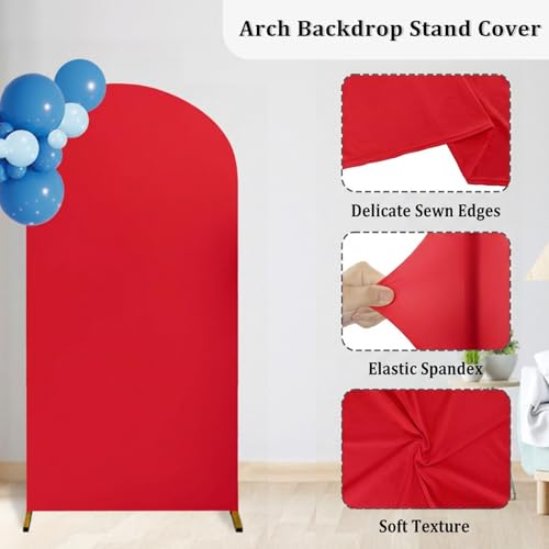 U+U 7.2FT Wedding Arch Cover Spandex Arch Backdrop Cover for Birthday Party Ceremony Banquet Decoration (Red, 7.2FT) by U+U - Used condition - Image 4