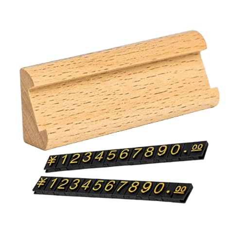 Colcolo Price Tags Soporte ajustable Venta de la exhibición de madera Precio de madera Madre para tiendas minoristas de la oficina de hoteles Supermanket, Oro Amarillo Claro