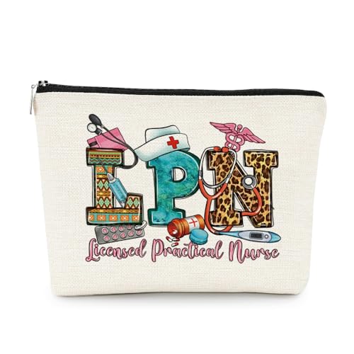EXUQO Leopard Pink LPN Gifts - Makeup Bags for Nurses, Graduation & School Nurse Appreciation
