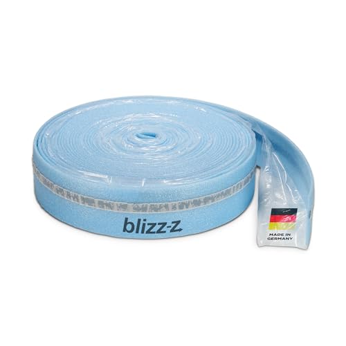 blizz-z protect Estrich-Randdämmstreifen mit Anschlussfolie (selbstklebend) | 50 m x 8 mm x 100 mm (1 Rolle) | für Estrich, Boden, Fußbodenheizung | Polyethylen