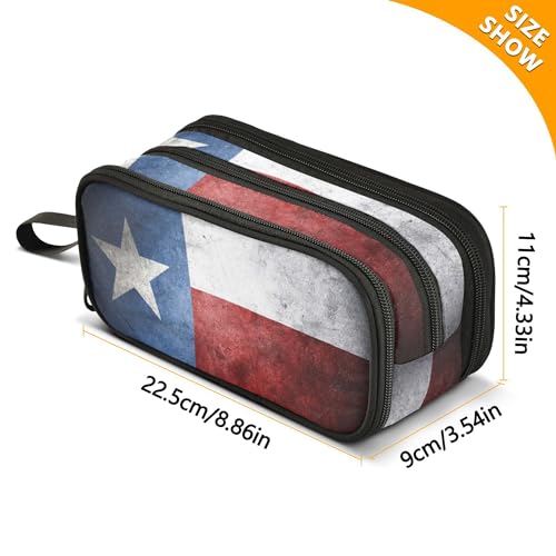 Image of Fisyme Vintage Texas Flag Pencil Case Large Capacity Pen Box Makeup Pouch Holder Organizer Stationery Bag for School Office College Traval