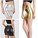 SamHeng Damen Minirock Stretch Metallic Skinny Kurz Wetlook Sexy Hohe Taille Wrap PU Leder Röcke Slim Kunstleder Bleistiftröcke Bodycon Disco Steampunk Partyröcke Clubwear, Gold