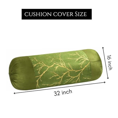 Image of Bolster Pillow Cover Set of 2, Round Cushion Cover - 16 x 32 inches, Pista