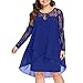 Produktbild Fenverk Damen Kleider Grosse Grössen Elegant Spitze Mini Abendkleid,Frauen Oversize Sexy Rundhals Langarm Festlich Hochzeit Party Kostüm Womens Modern Fashion Design Schaukel Dress S-5xl(Blau,S)